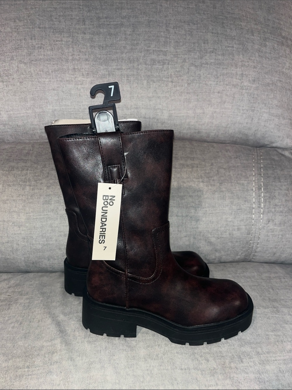 No Boundaries Women's Dark Brown Chunky Mid-Calf Boots